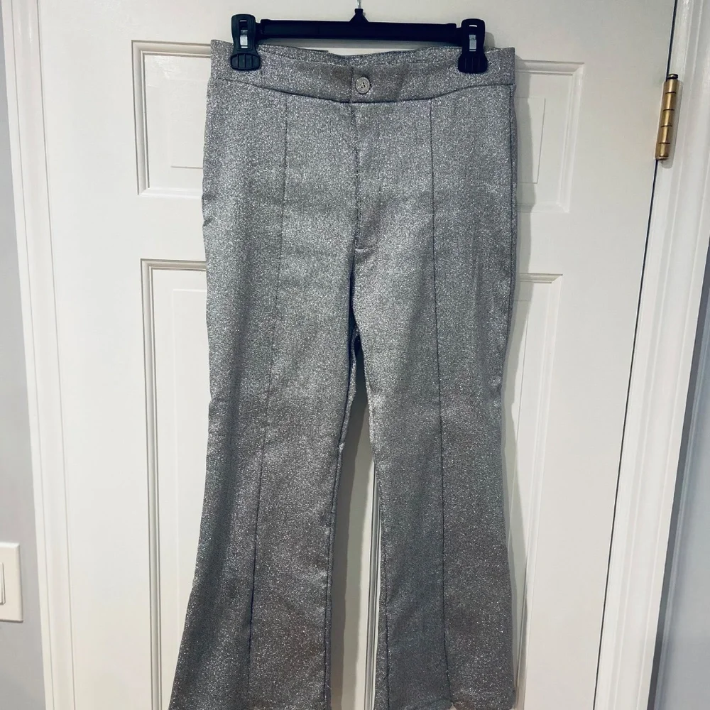 Weissman  Metallic Silver Dance Costume 2-Piece Suit (Blazer & Pants) Adult Medi